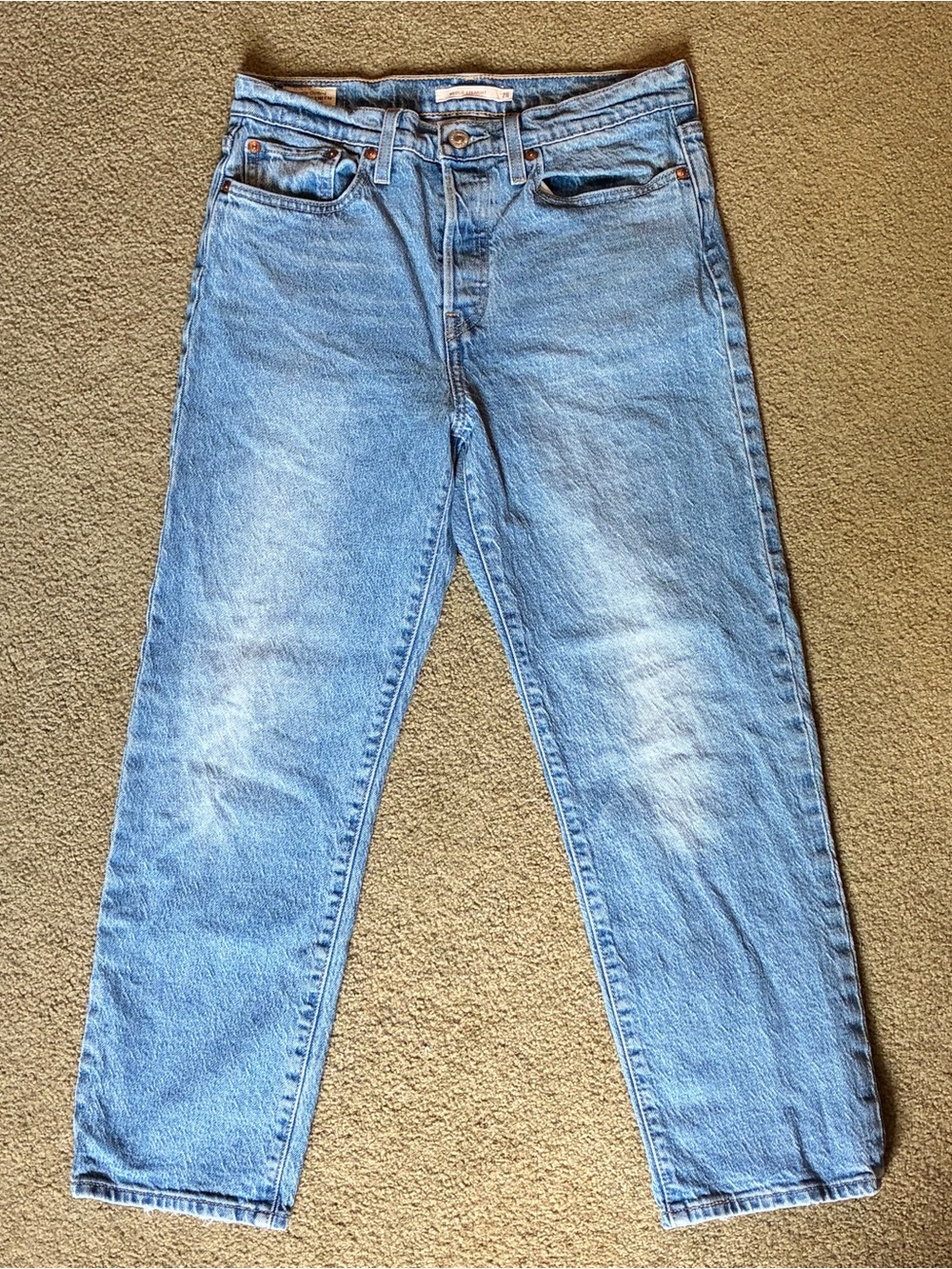 Levi's Cotton Premium Wedgie Big E Blue Jeans Women's Size 28x26 Cropped Pants
